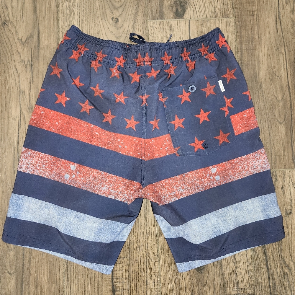 Buckle Departwest Swim Trunks, Men's Xsmall, Red and Blue